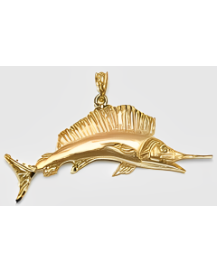 10K Yellow Gold Swordfish Pendant