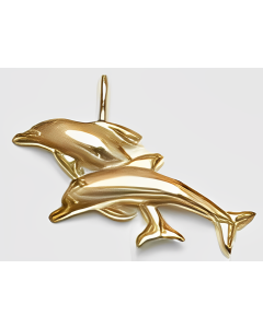 10K Yellow Gold Dolphins Swimming Pendant