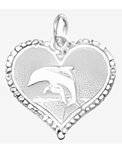 Silver Dolphin Heart Charm
