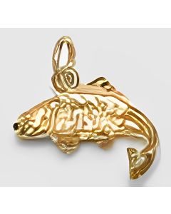 10K Yellow Gold 3D Fish Charm 