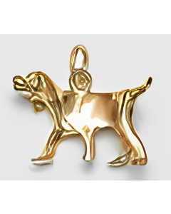 10K Yellow Gold 3D Irish Settler Dog Charm