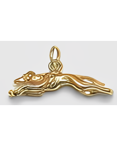10K Yellow Gold 3D Greyhound Dog Charm