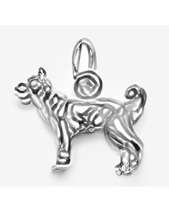 Silver 3D Husky Dog Charm