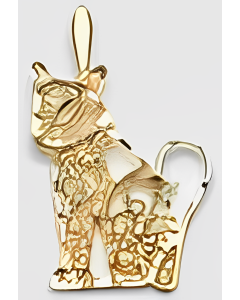 10K Yellow Gold Filigree Cat Pendant