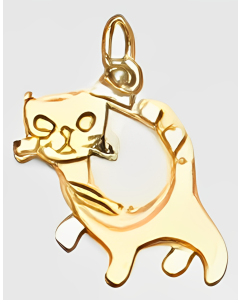 10K Yellow Gold Scared Cat Charm
