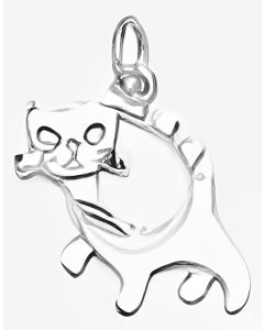 Silver Scared Cat Charm