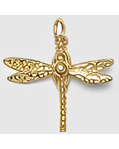 10K Yellow Gold 3D Dragonfly Charm