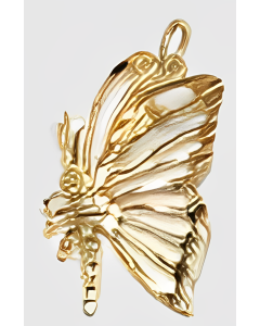 10K Yellow Gold Closed Filigree Wings Butterfly Pendant