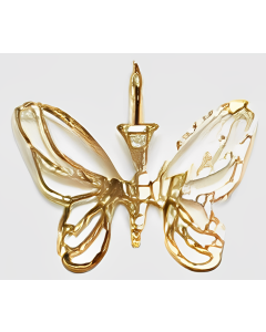 10K Yellow Gold Filigree Wings Butterfly Pendant