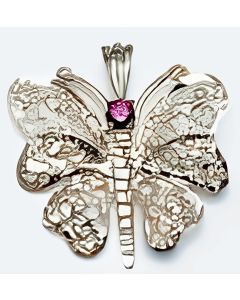 Silver Stone Amethyst Butterfly Pendant