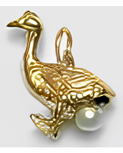 10K Yellow Gold 3D Canadian Goose Pearl Charm