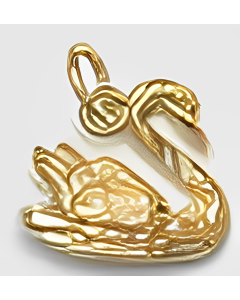 10K Yellow Gold 3D Swan Charm