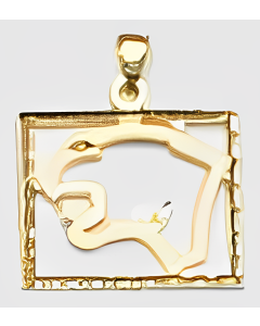 10K Yellow Gold Cougar's Face in a Square Pendant