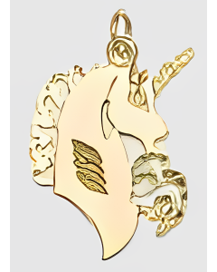 10K Yellow Gold Unicorn's Head Pendant