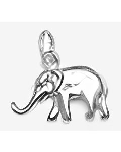 10K White Gold 3D Elephant Charm