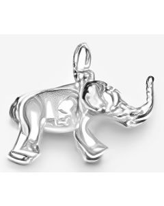 Silver 3D Elephant Charm