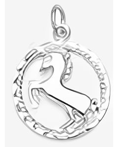 Silver Unicorn in a Circle Charm