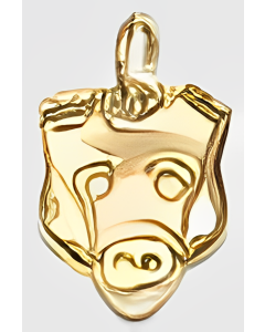10K Yellow Gold Pig Face Charm