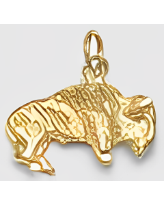10K Yellow Gold 3D Buffalo Charm