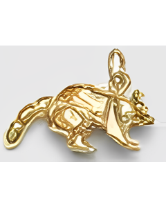 10K Yellow Gold 3D Raccoon Charm