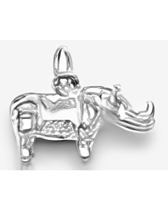 Silver 3D Rhinoceros Charm