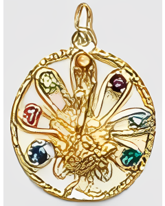 10K Yellow Gold Colorful Peacock Pendant