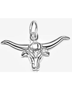 Silver Longhorn Steer Bull's Head Charm