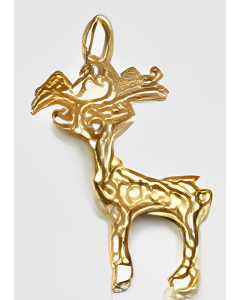 10K Yellow Gold 3D Deer Charm