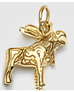 10K Yellow Gold 3D Moose Charm