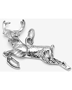 Silver 3D Leaping Deer Charm