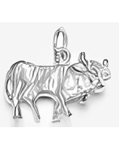 Silver 3D Cow Charm