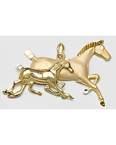 10K Yellow Gold 3D Horse & Colt Pendant