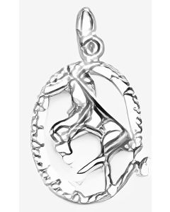 Silver Front Knees Raised Horse in a Circle Charm
