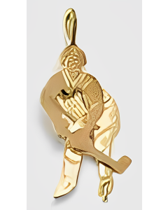10K Yellow Gold Movable Hockey Player Pendant