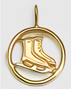 10K Yellow Gold Ice Skates in a Circle Pendant