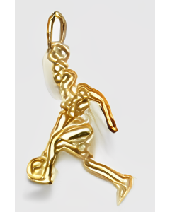 10K Yellow Gold 3D Female Bowler Pendant