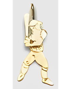 10K Yellow Gold Moving Baseball Player Pendant