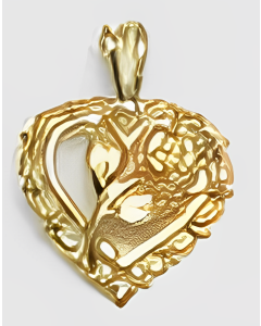 10K Yellow Gold Rose in a Heart Pendant