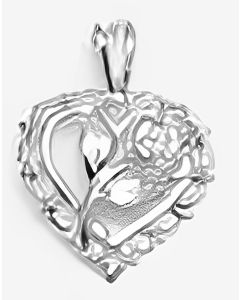 Silver Rose in a Heart Pendant