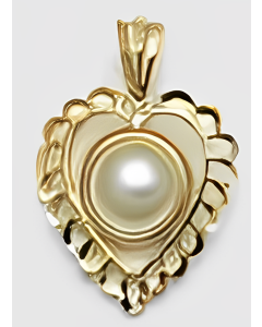 10K Yellow Gold Heart Pearl Pendant