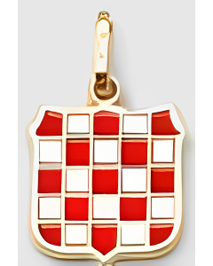 10K Yellow Gold Red and White Enamel Croatia Pendant