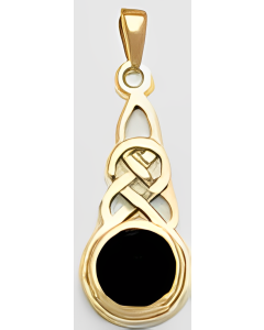 10K Yellow Gold Onyx Celtic Pendant