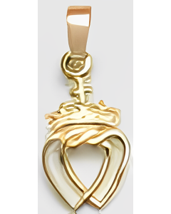 10K Yellow Gold Celtic Crowned Heart Pendant