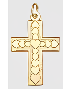 10K Yellow Gold Cross With Heart Charm