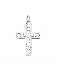 Silver Cross Covered with Tiny Hearts Charm