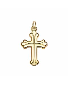 10K Yellow Gold Vines Covered Bottony Cross Charm