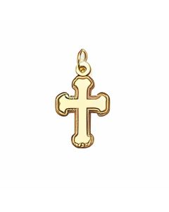 10K Yellow Gold Mini Plain Bottony Cross Pendant