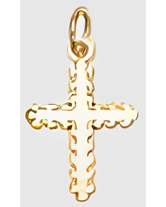 10K Yellow Gold Mini Swirly Pattern Cross Pendant