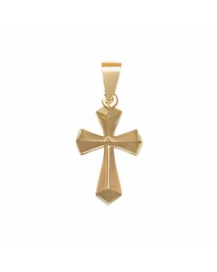 10K Yellow Gold Pointy Edge Cross Pendant