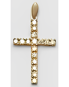 10K Yellow Gold Cross With Stones Charm